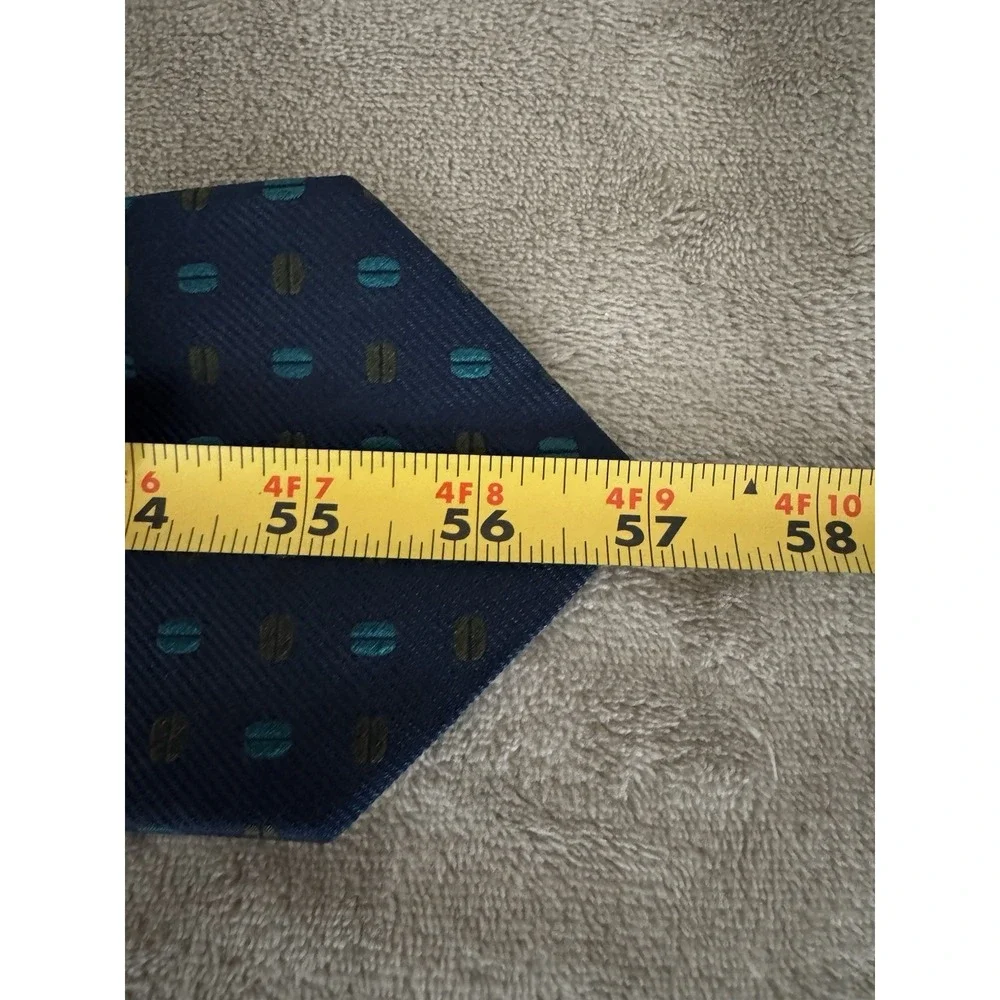Coach Silk Tie‎ Navy Blue Geometric Dot Pattern Classic Designer Necktie